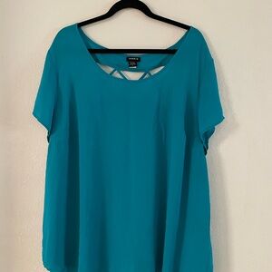 Torrid Teal Blouse with Cutout Back